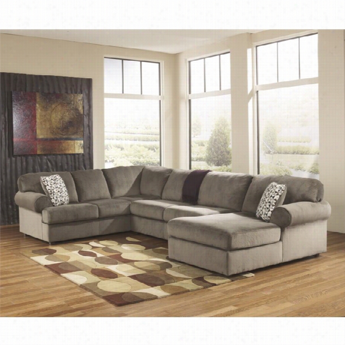 Ashley Jessa Place 3 Piece Fabric Left Facing Sectional In Dune