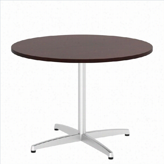 Buhs Bbf 42w Round Conference Table Kit - Metal X Base In Harvest Cherry