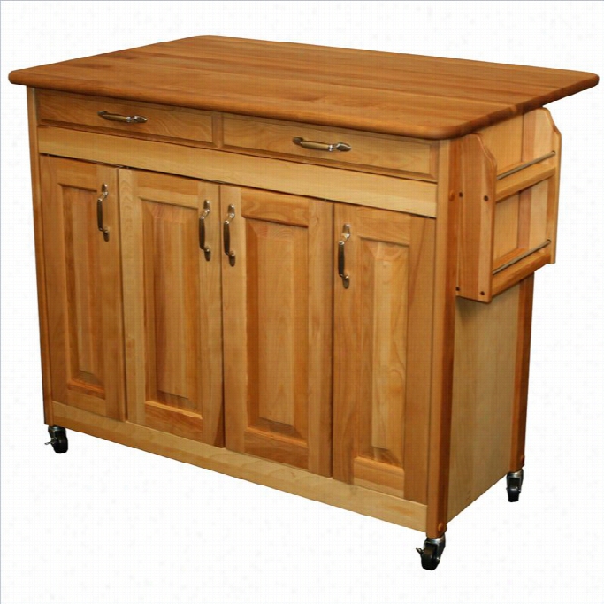 Catskill Craftsmen 44 Inch Butcher Block Drop Leaf Kitchen Island