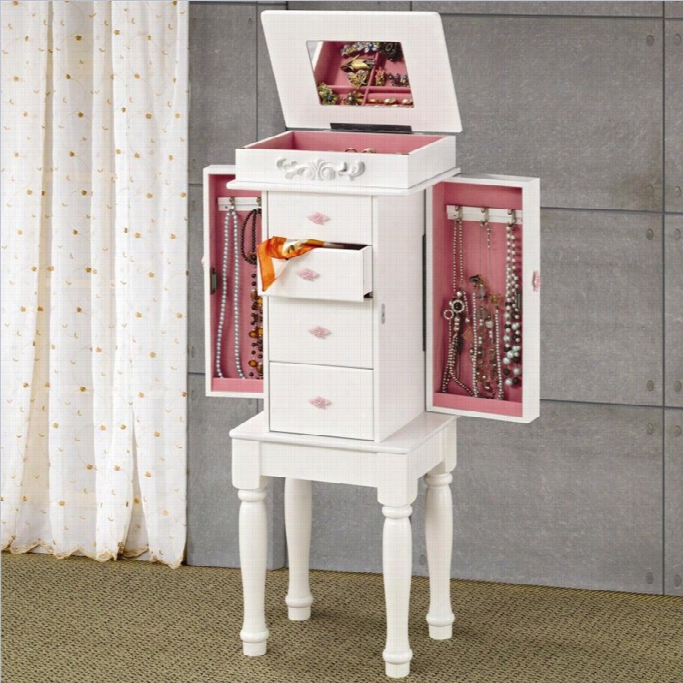 Coaster Jewelry Armoire With Fet Lining In White