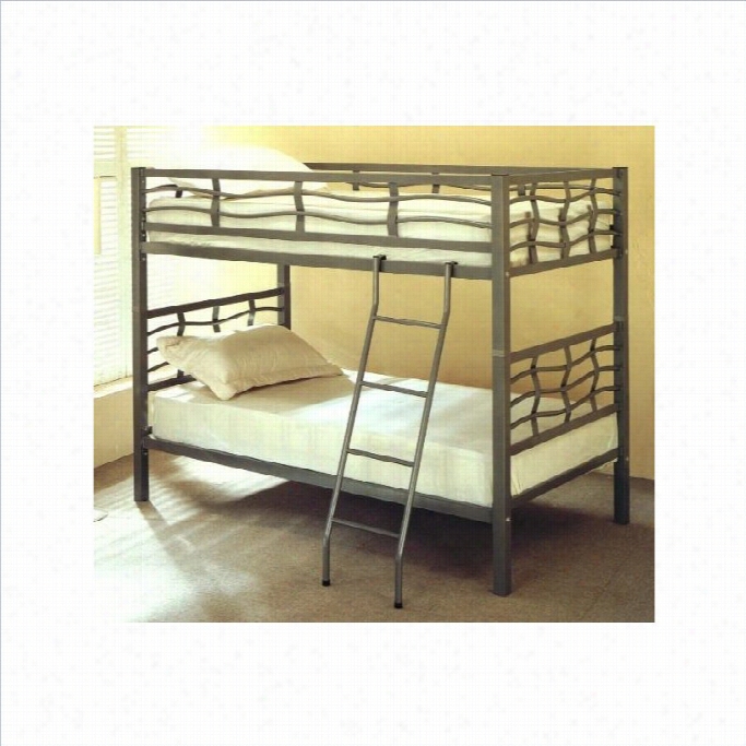 Coaster Metal Twin Over Twin Bunk Bed In Dark Silver Finish