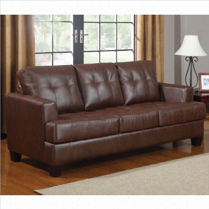 Coaster Samuel Leathsr Sleeper Sofa In Dark Brown