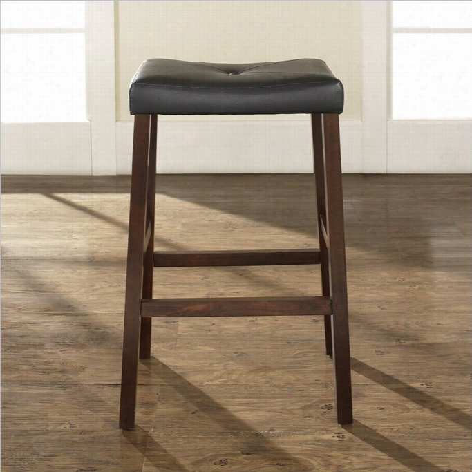 Crosley Fu Rniture 30 Upolstered Asddle Seat Bar Stool In Ivntage Mahogany Finish