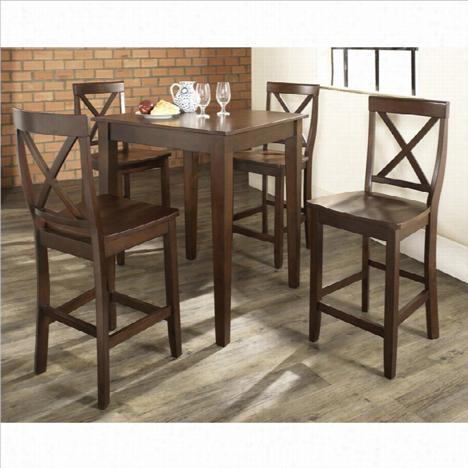 Crosley Furniture 5 Piece Pub Set With X-back Stoolss In Vnitage Mahogany