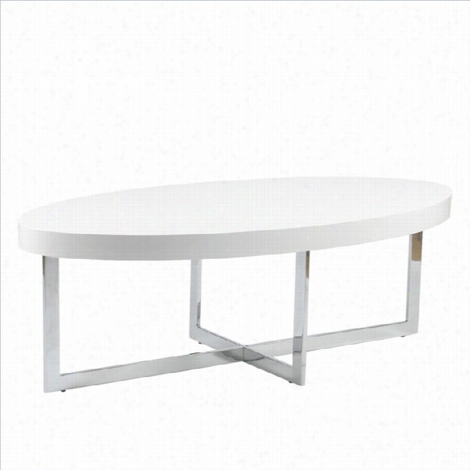 Eurostyle  Oliver Oval Coffee Table In White Varnish 