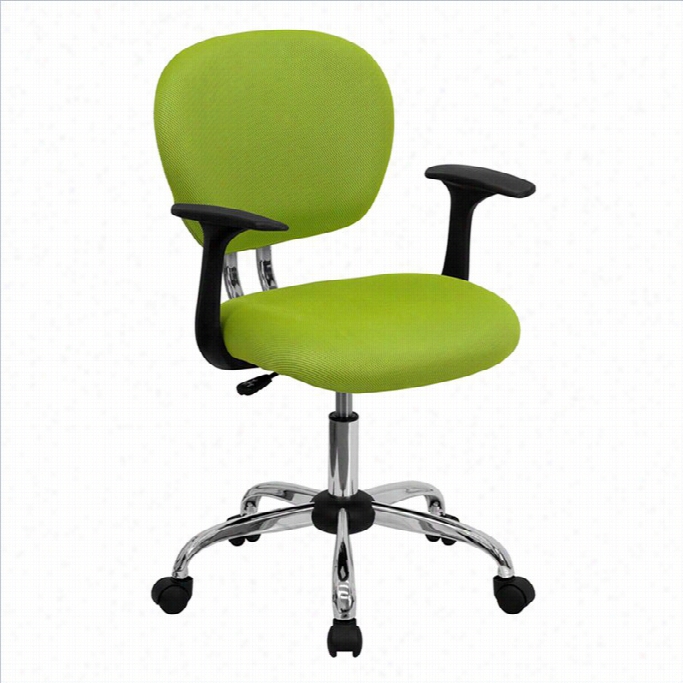 Flassh Furniture Mid-back  Mesh Task Office Chair With Arms In Apple Green