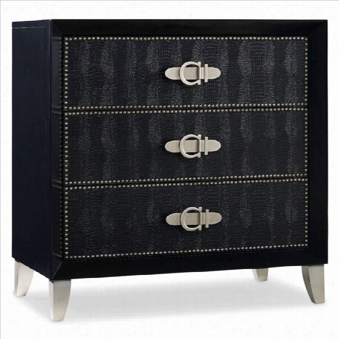 Hooker Furnitur E Melahge 3-drawer Pompeii Cro Leather Accent Chest In Ebony