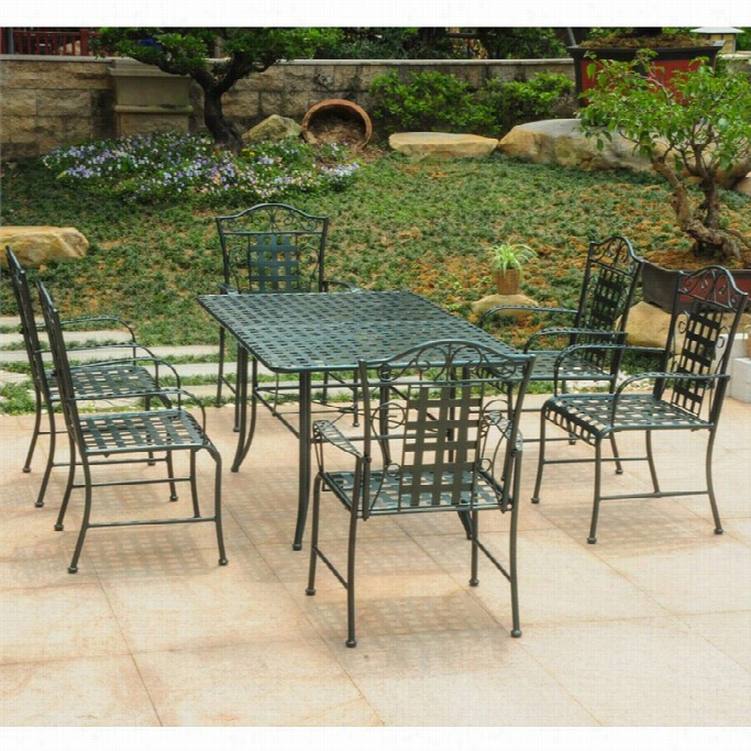 Internationalcaravan Mandalay 7 Piece Patio Dining Set In Vverdigris