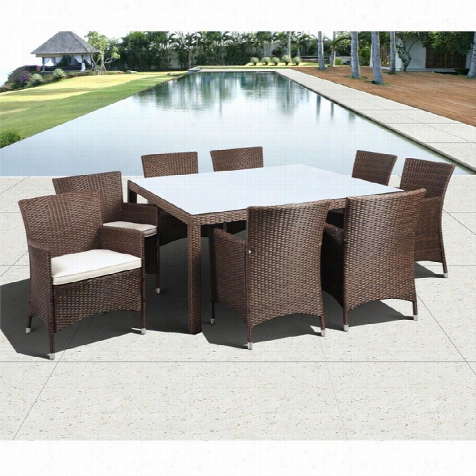 International Home Liberty 9 Piece Wicker Patio Dining Set In Broown