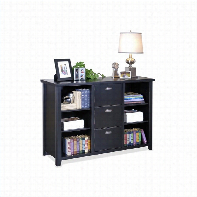 Kathy Ireland Home By Artin Tribeca  Loft 3 Drawer Lateralwood File Storage Bookcase In Black