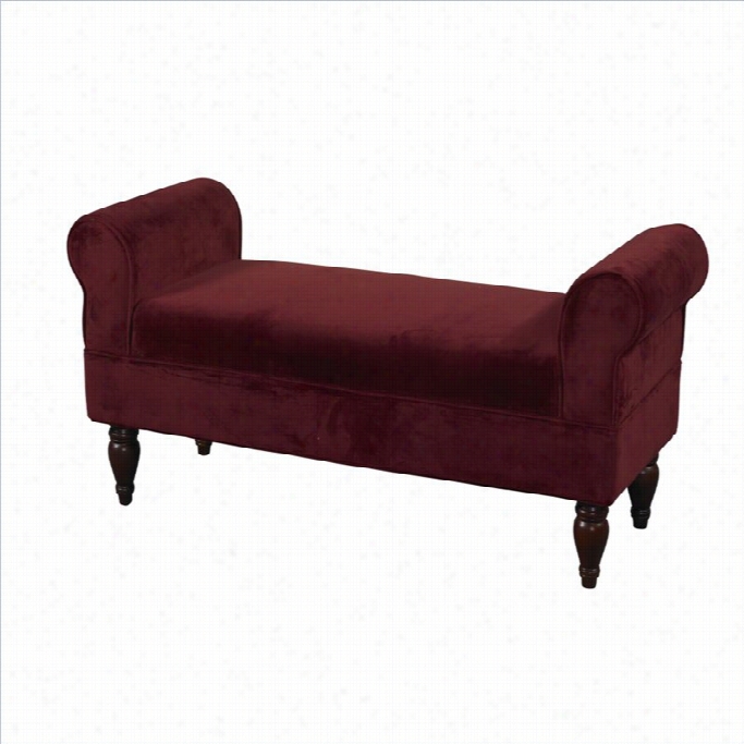 Linon Lillian Upholstered Berry Fabric Bench In Dark Mahogany