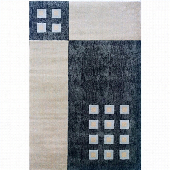 Linon Rugs Milan Square Rectangullar Area Rug In Black And Ivory-1'11 X 2'10