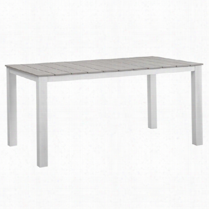 Modway Maine Outdoor Dinin Table In White Light Gray