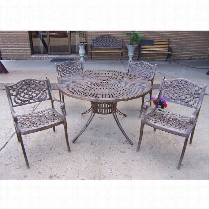 Oakland Lifing Sunray 5 Piece Metal Patio Dining Set In Antique  Bronze