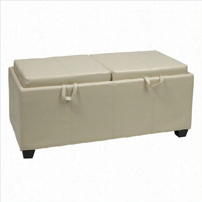 Office Star Metro Storage Bench Ottoan With Trays In  Cream