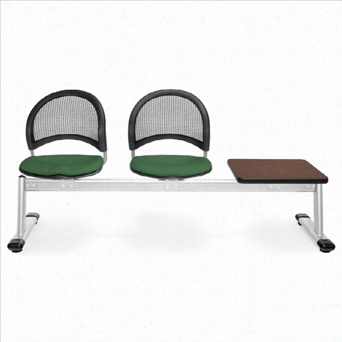Ofm Moon Beam Seatin9 With 2 Seats And Table In Forest Green And Mahogany