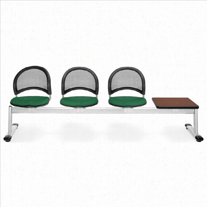 Ofm Mono Ray Seating With 3 Seats And Table In Forest Green And Mahogany