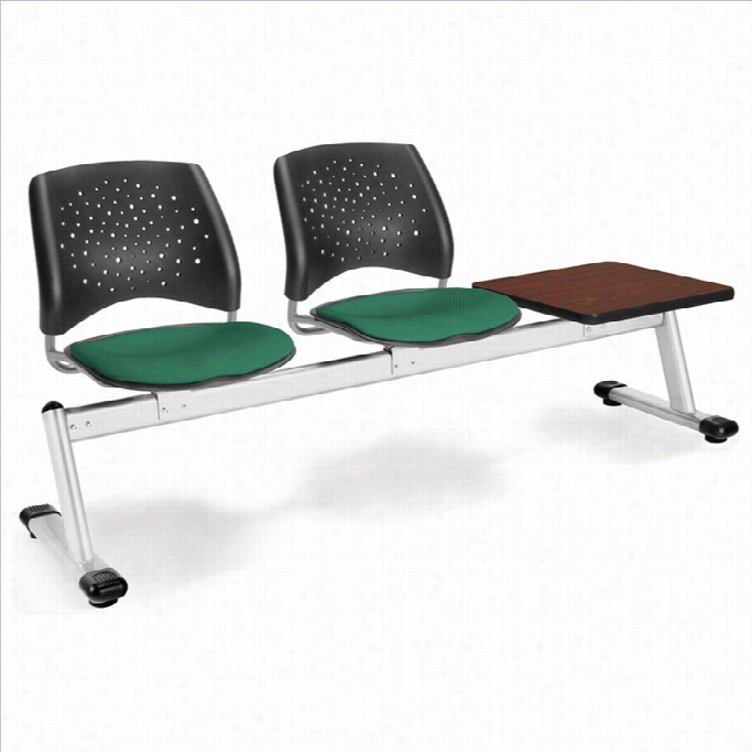 Ofm Star 2 S Eat Beam Seatnig With Table In Hamrock Green Andd Mahogany