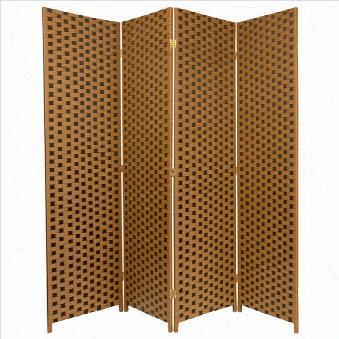 Oriental Room Divider With 4 Panel In Wo Tone Brown