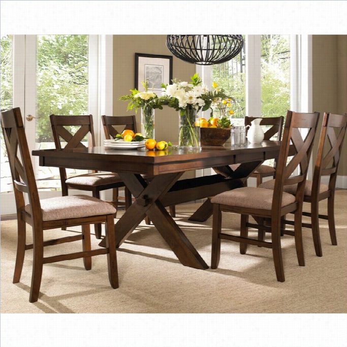 Powell Furniture Kraven 7 Piece Dining Set In Dark Hazelnut