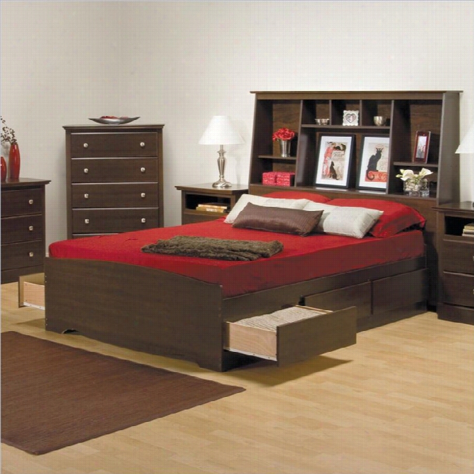 Prepaac Manhattan Full Tall Bookcase Platform Storage Bed In Espresso