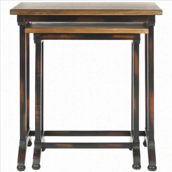 Safavieh Annie Black Oak Brown Nesting Tables In Black (fix Of 2)