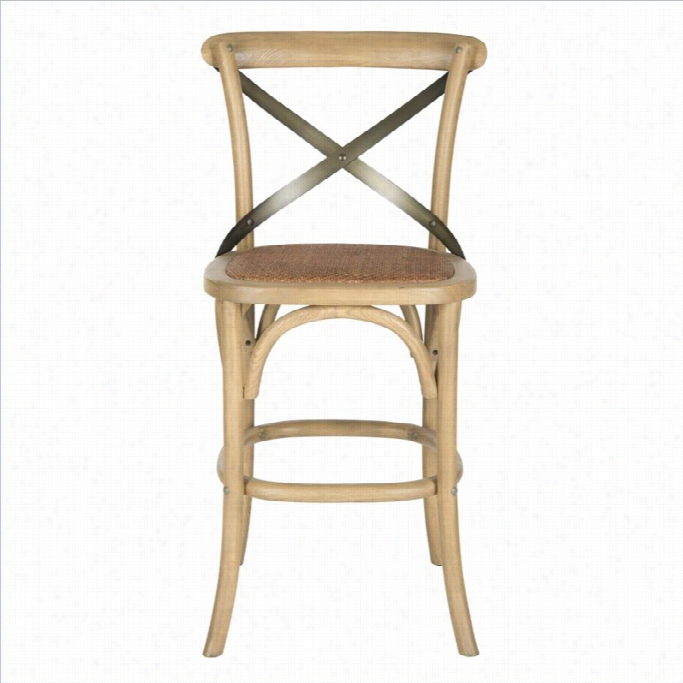 Saffavieh Eleanor Oak Wood 24 Counterstool In Weathered Oak