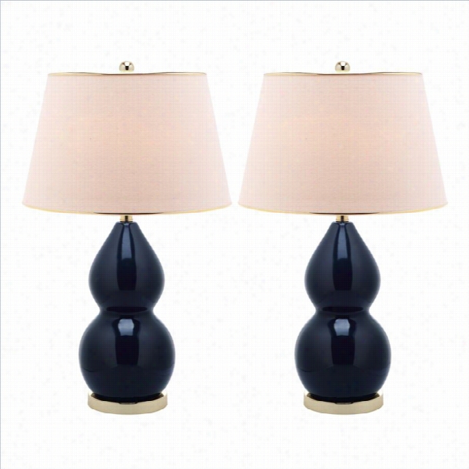 Safavieh Jill D Ouble- Gourd Ceramic Lamp Ni Navy ( Set Of 2)