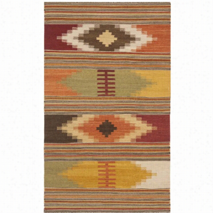 Sfavieh Navajo Kilim Red Cotemporary Rug  - 2' X 3'