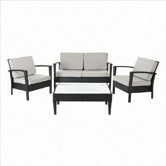 Safavieh Piscataway Aluminum 4  Piece Contrive In Charcoal