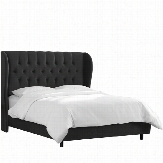 Skyline Tuftted Wingback Ebd In Velvet Black-full