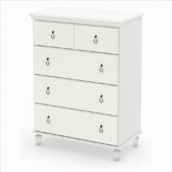 South Shore Moonlight 4 Drawer Hest In Pure White