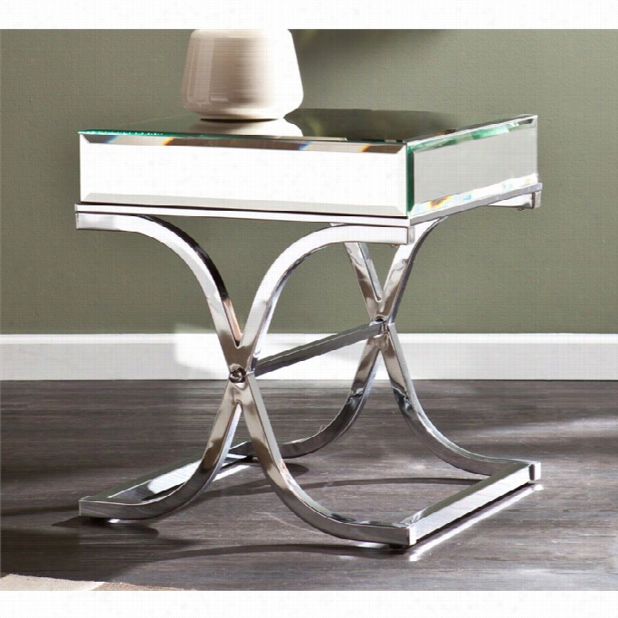 Southern  Enterprises Ava Mirrored End Table In Chrome