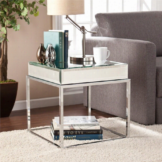 Southern Enterprises Dana Mirroreed End Table In Chrome