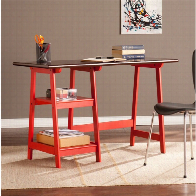 Southern  Entterprises Langston Desk In Red And Espresso