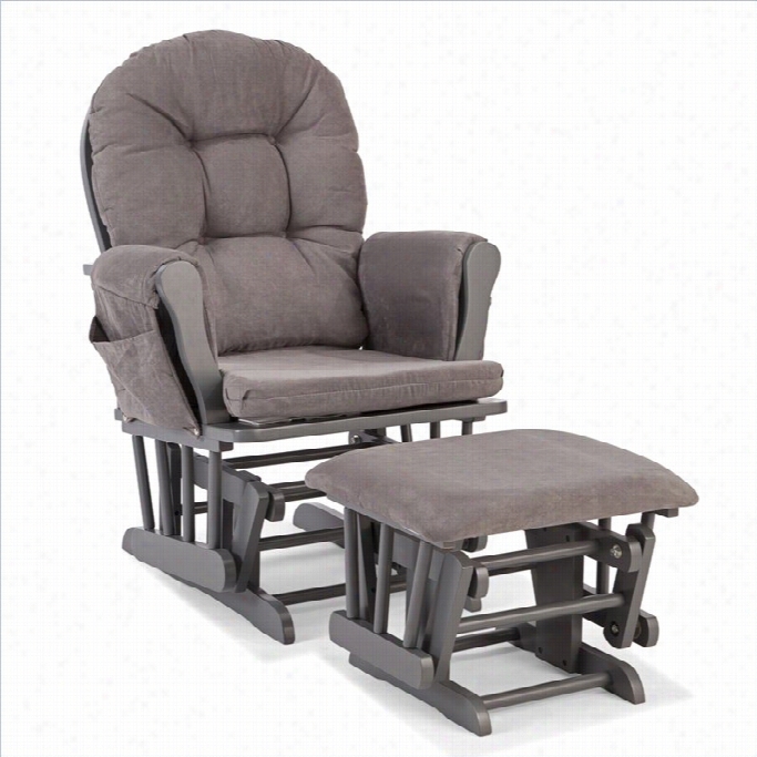 Stork Craft  Hoop C Ustom Glider And Ottoman In Gray And Gray