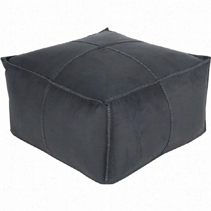 Surya Obsidian Cube Pouf Ottoman In Charcoal