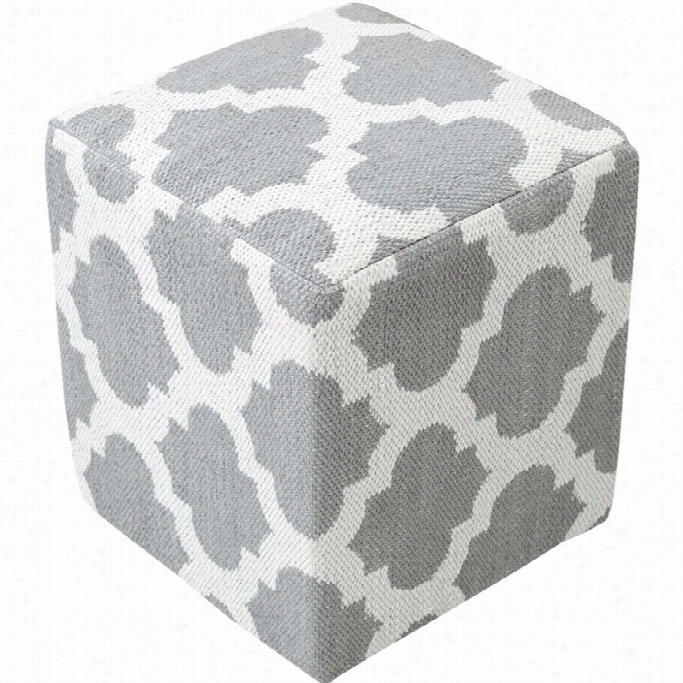 Surya Picnic Cube  Pouf Ottoman In Gray