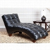 Abbyson Living Caden Tufted Faux Leather Chaise Lounge in Black