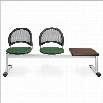 OFM Moon Beam Seating with 2 Seats and Table in Forest Green and Mahogany