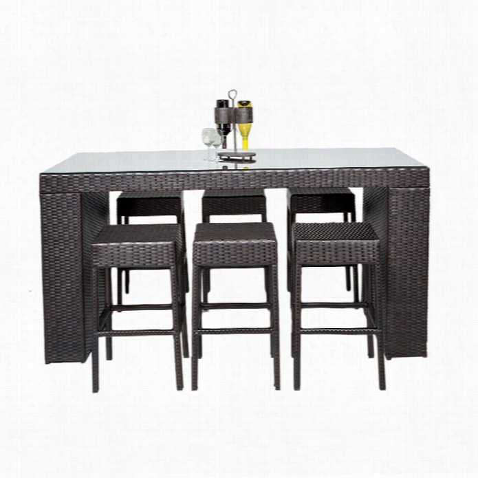 Tkc Napa 7 Piece Wicker Patio Pub Set In Espresso