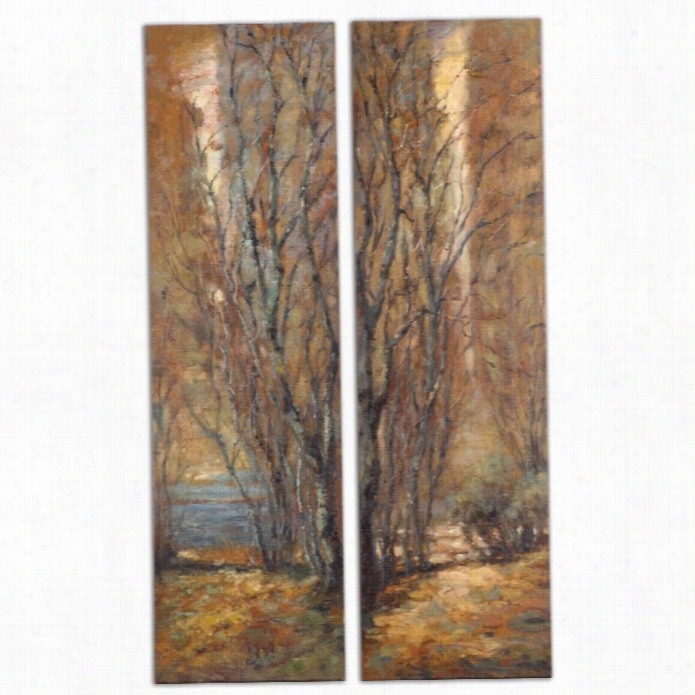 Uttermost Farmeless Hardboar Dhand Painted Tree Panels (set Of 2)