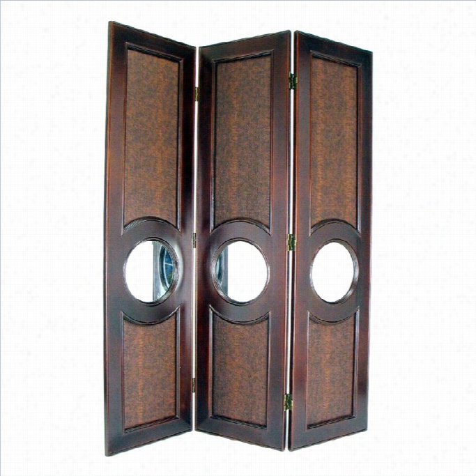 Wayborn Faux Leather With Mirror Poker Room Divider In Brown
