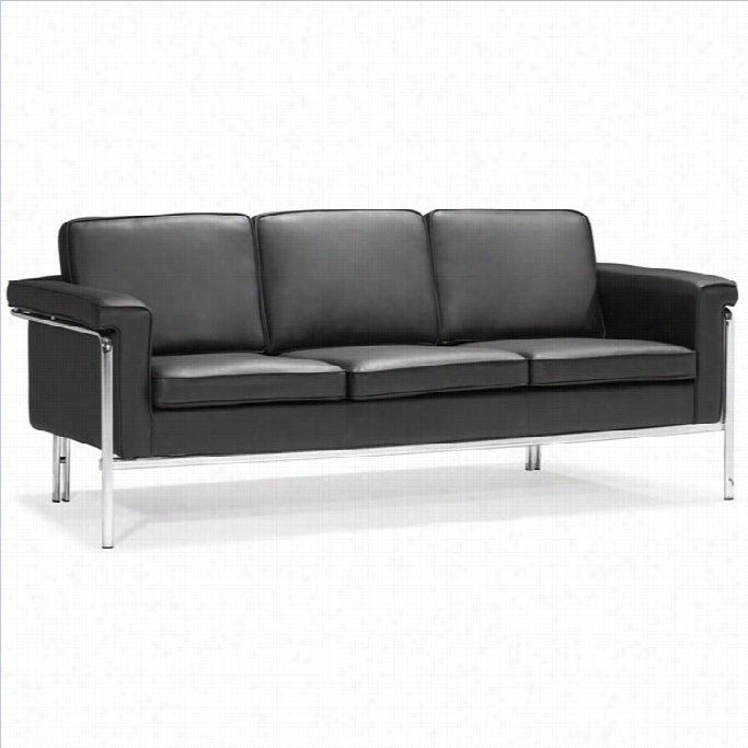 Zuo Singular Modern Ffaux Leather Sofa In Black