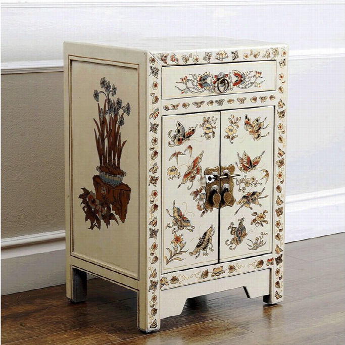 Abbyson Living Ancient Rarity Asian Butterfly Accent Chest In Cream