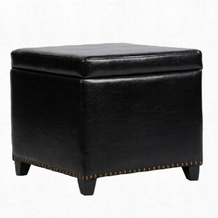 Armen Living Leather Kenya Ottoman In Darkk Brown