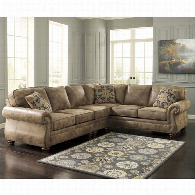 Ashley Lakinhurst 3 Piece Fau X Leather Sectional In Earth