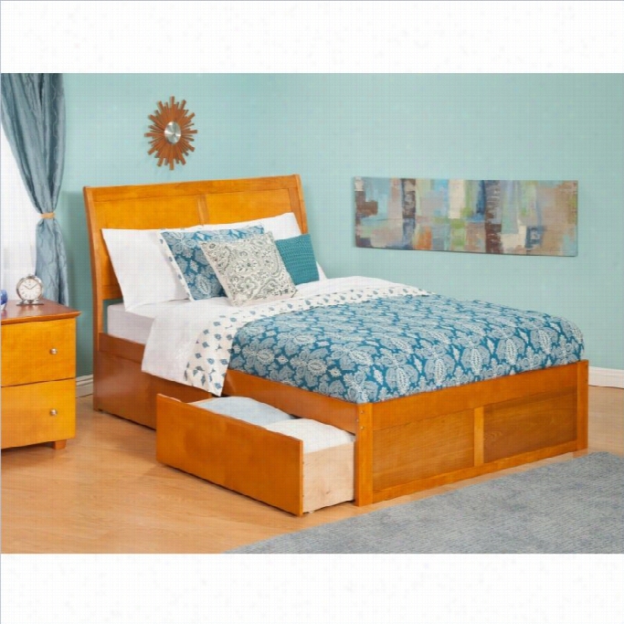 Atlantic Furniture Portland Bed With Drawers In Caramel Latte-twin