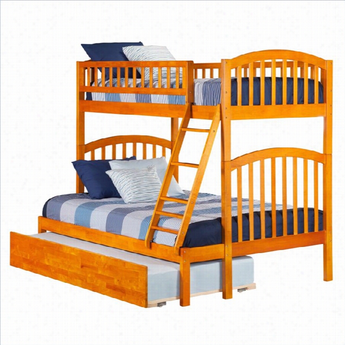 Atlantci Furniture Richland Bunk Twin Over Full With Trundle In Caramel Latte