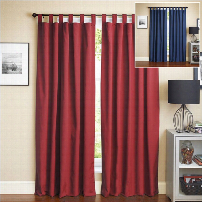 Blazing Needles 84 Inch Twill  Curtain Panels In Navy Blud And Ruby Red (set Of 2)